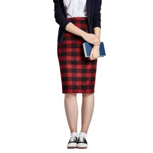 L’ecole Des Femmes Audrey Horne Red Plaid Pencil Skirt Size 0